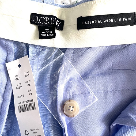 J. Crew Women's Light Blue Wide Leg Pants Sz 8P - Picture 10 of 16